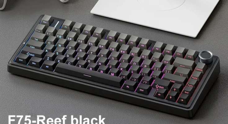 AULA F75 기계식 키보드 2.4G 무선 블루투스 유선 RGB PBT 75% 레이아웃