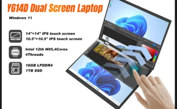 CRELANDER 듀얼 스크린 노트북 14+14형 2K 터치스크린 노트북 Intel N95 CPU 360도 플립 메탈 케이스 2-in-1 노트북