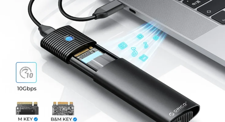 ORICO M2 SSD 인클로저 NVMe NGFF 10Gbps PCIe M.2 SSD 케이스 휴대용 USB C 3.2 Gen2