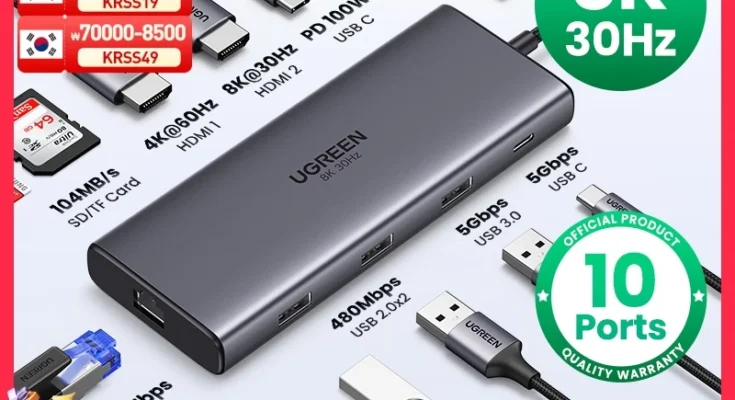 UGREEN USB 허브 C 허브 HDMI 어댑터 4K USB C to USB 3.0 100W Dock for MacBook Pro 액세서리 USB-C 유형 C 3.1 분배기 USB C 허브