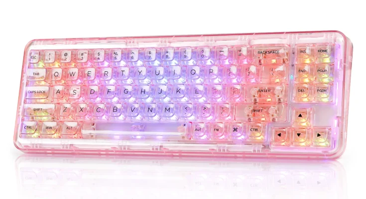 YUNZII X71 핑크 68% 레이아웃 무선 BT/2.4G/USB-C 개스킷