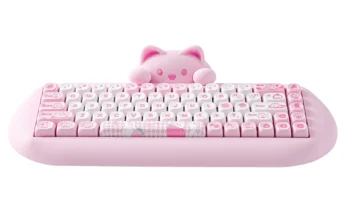 YUNZII C68 핑크 65% Hi-Fi 귀여운 고양이 실리콘 핫 스왑 NKRO 인체 공학적 무선 키보드