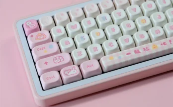 게임용 핑크 고양이 PBT 키캡