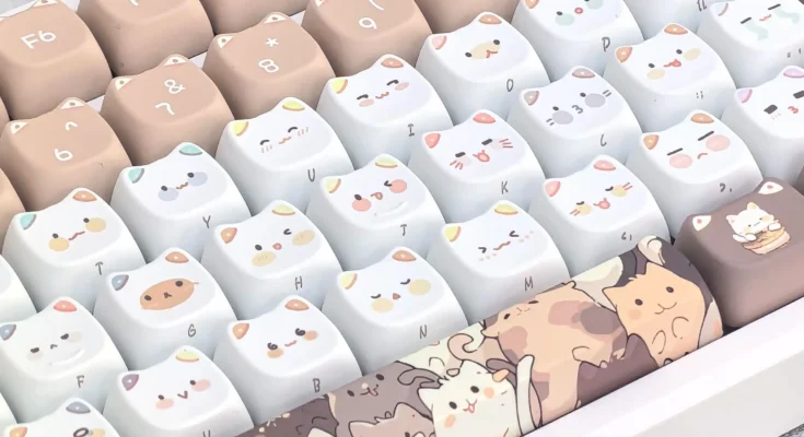 귀여운 야옹 키캡 고양이 머리 MAO 프로필 PBT 스퀘어 키캡