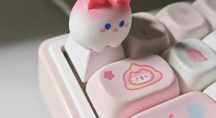 단일 창의적인 귀여운 핑크 고양이 키캡