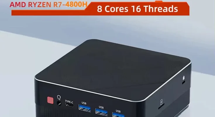 미니 PC 컴퓨터 게임용 AMD Ryzen7 5800U R5 5500U 4500U 포켓 듀얼 HDMI LAN WIFI6 4800H 5800H NUC 오피스 DDR4 NVMe 4 디스플레이