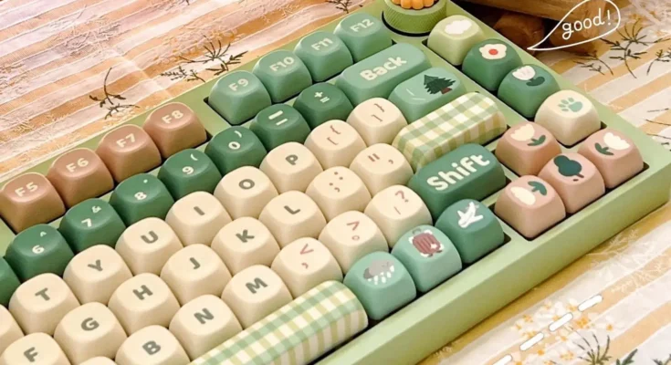 용수철 녹색 키캡 귀여운 MOA 높이 PBT 소재 기계식 키보드에 적합