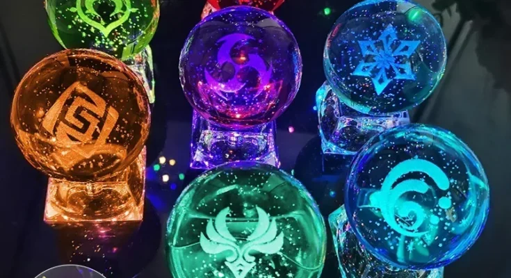원신 임팩트 발광 LED 크리스탈 볼 아이