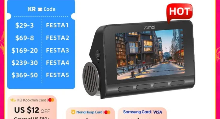 70mai 대시 캠 A810 UHD 4K 150FOV GPS ADAS 24 시간 주차 4G 연결 자동차 DVR
