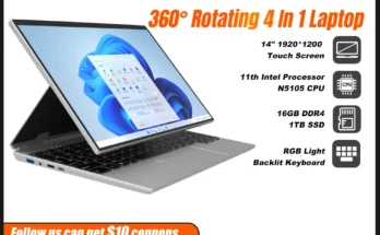 CRELANDER 2in1 태블릿 Intel N5105 프로세서 14형 터치스크린 360도 회전 RAM 16GB 노트북