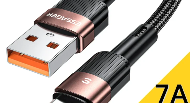 Essager 7A USB 유형 C 케이블 Realme 화웨이 P30 Pro 66W 빠른 충전 와이어 USB-C 충전기 데이터 코드 삼성 Oneplus Poco F3