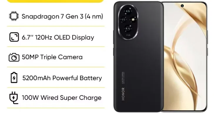 오리지널 HONOR 200 글로벌 버전 스마트폰
