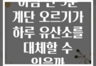 아침 단 5분 계단 오르기가 하루 유산소를 대체할 수 있을까