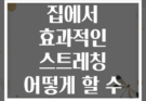 요가매트 없이 집에서 효과적인 스트레칭 어떻게 할 수 있을까요?