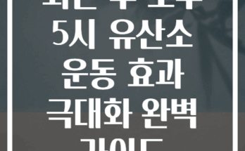 퇴근 후 오후 5시 유산소 운동 효과 극대화 완벽 가이드